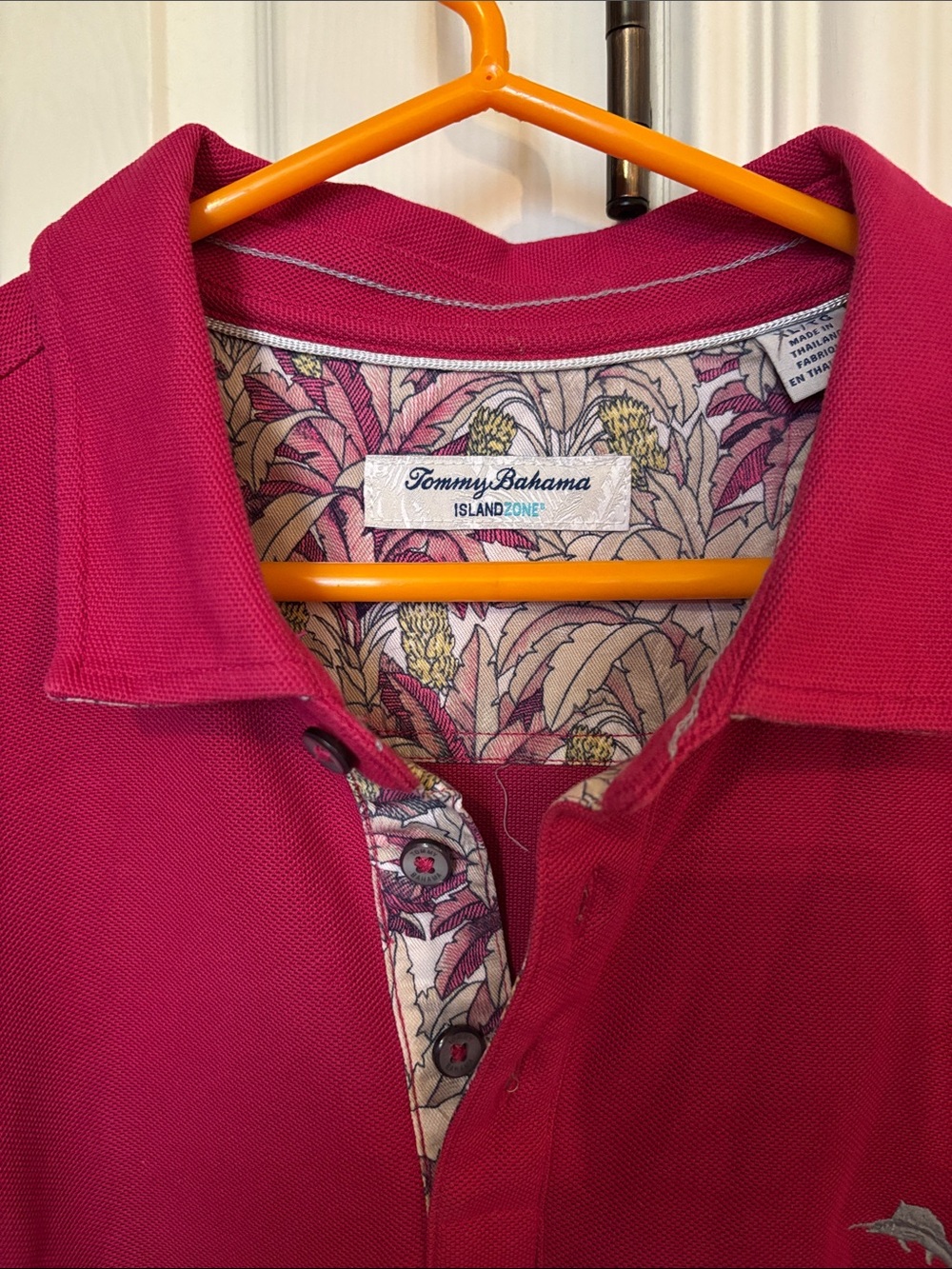 Tommy Bahama Raspberry Polo with Micro-Embroidered Fish - Picture 2 of 9